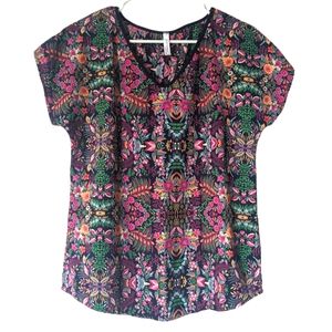 Gilmour Vancouver Canada Floral Career Lightweight Short Sleeve Top M